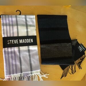 2 Steve Madden Black, blue and Gray/Lavender, pink, gray and white Scarves